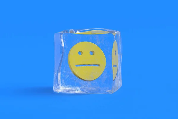 Sonriente Neutra Cubo Hielo Ilustración — Foto de Stock