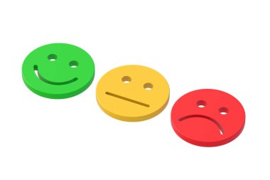 Beyaz arka planda izole edilmiş duygular dizisi. 3d hazırlayıcı