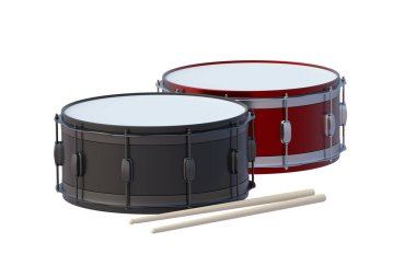 Beyaz arka planda izole edilmiş iki varil ve sopa. 3d hazırlayıcı
