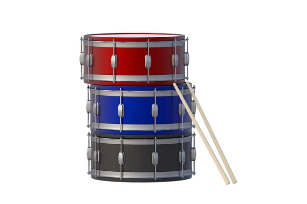 Stack Drums Isolated White Background Render — Stock Photo, Image