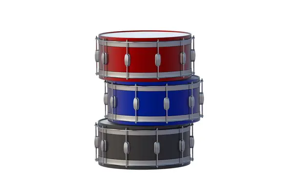 Stack Colorful Drums Isolated White Background Render — Stock Photo, Image