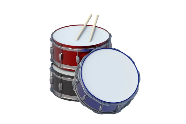 Set Musical Drums Isolated White Background Render — Stock Photo, Image