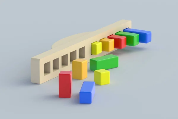Verspreide Schommel Met Kleurrijke Geometrische Figuren Voor Kleuteronderwijs Educatieve Logica — Stockfoto