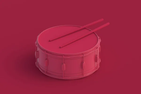 Барабан Пурпурового Кольору Червоному Тлі Колір Року 2023 Візуалізація — стокове фото