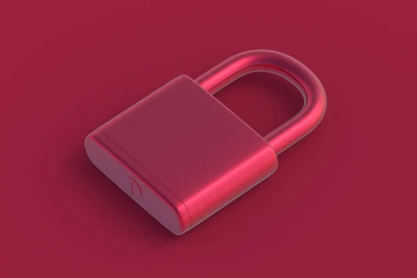 Padlock Magenta Red Background Color Year 2023 Render — Stock Photo, Image