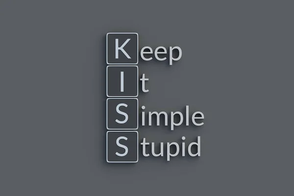 Kiss Mantenha Simples Inscrição Metálica Estúpida Sigla Abreviatura Vista Superior — Fotografia de Stock