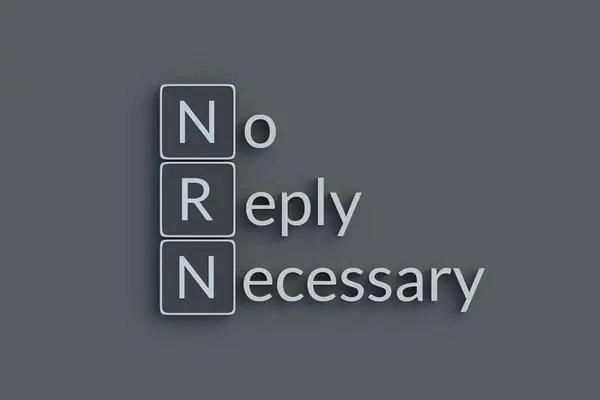 Nrn Reply Necessary Metallic Inscription Acronym Abbreviation Top View Render — Stock Photo, Image