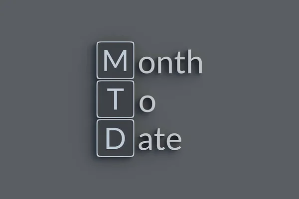 Mtd Month Date Metallic Inscription Acronym Abbreviation Top View Render — Stock Photo, Image