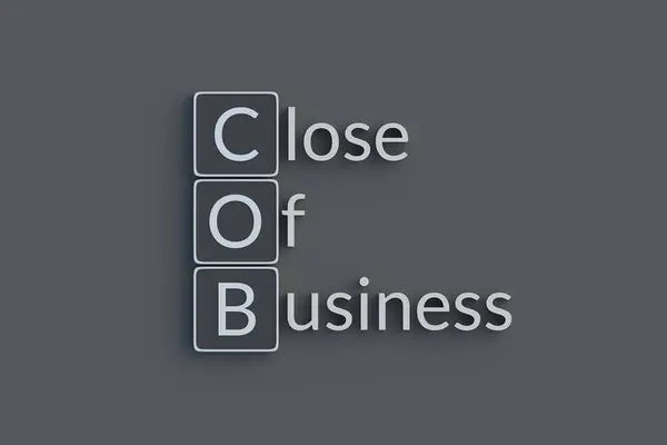 Cob Close Business Metallic Inscription Acronym Abbreviation Top View Render — Stock Photo, Image