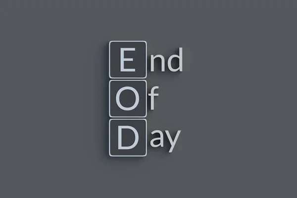 Eod End Day Metallic Inscription Acronym Abbreviation Top View Render — Stock Photo, Image