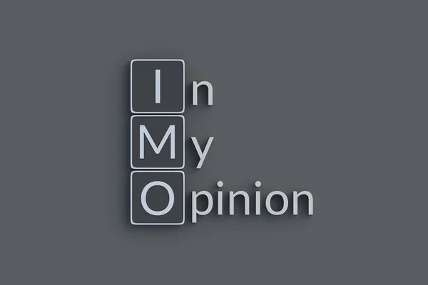 Imo Opinion Metallic Inscription Acronym Abbreviation Top View Render — Stock Photo, Image