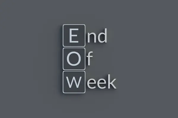 Eow End Week Metallic Inscription Acronym Abbreviation Top View Render — Stock Photo, Image