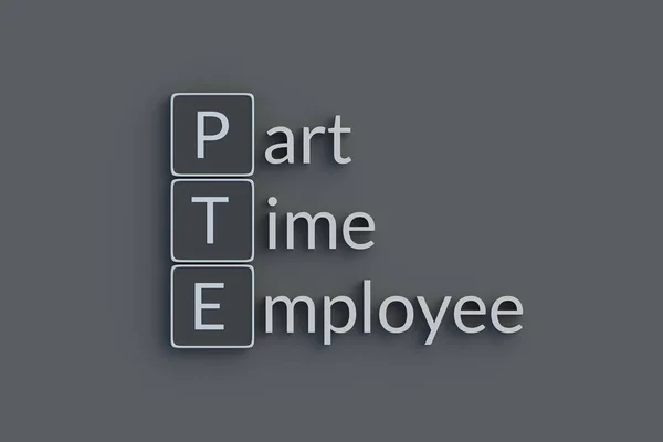Pte Part Time Employee Metallic Inscription Acronym Abbreviation Top View — Stock Photo, Image