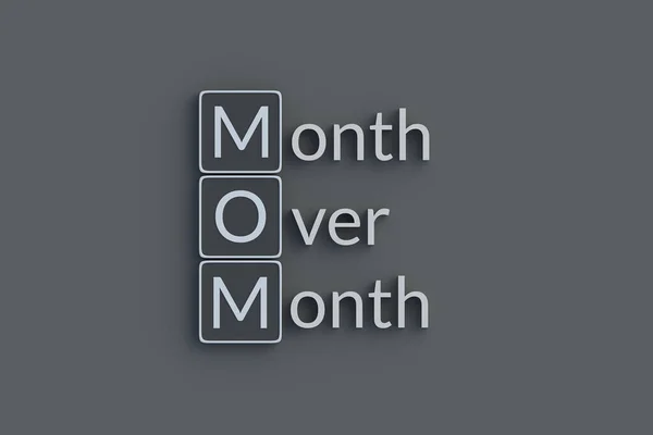 Mom Month Month Metallic Inscription Acronym Abbreviation Top View Render — Stock Photo, Image