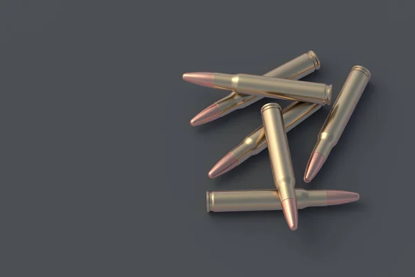 Heap Bullets Assault Rifle Top View Copy Space Render — Stock Photo, Image