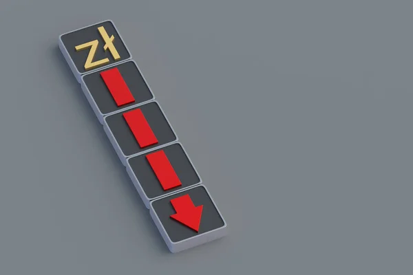 Currency Rate Zloty Symbol Red Arrow Buttons Money Appreciation Concept Images De Stock Libres De Droits
