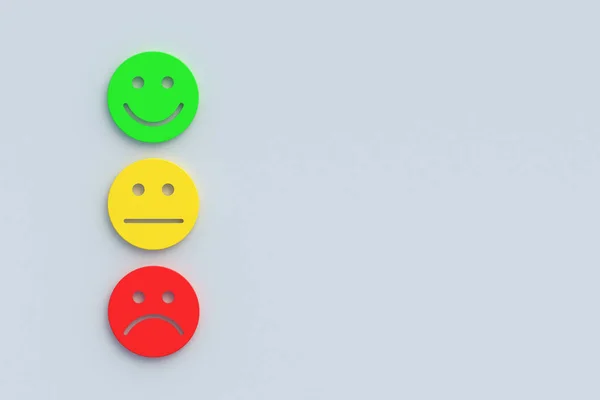 Set Emotion Faces Mood Expression Concept Opinion Feedback Top View — Stock Photo, Image