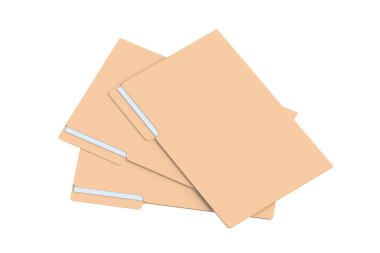 Beyaz arkaplanda izole edilmiş belgeler için dağınık kağıt dizinleri. 3d hazırlayıcı