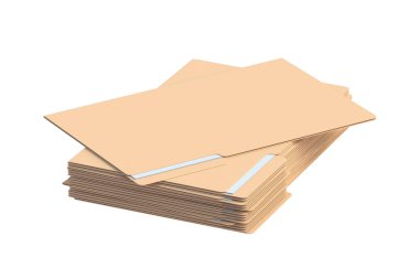 Beyaz arkaplanda izole edilmiş belgeler için kağıt dizinleri yığını. 3d hazırlayıcı