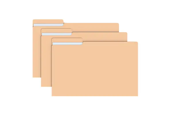 Row Paper Folders Documents Isolated White Background Top View Render — Stock Photo, Image