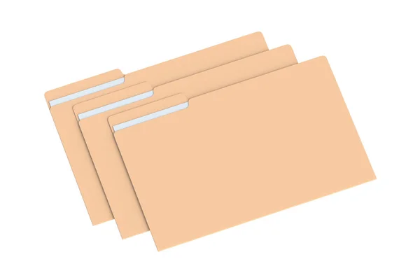 Ряд Бумажных Папок Документов Изолированных Белом Фоне Рендеринг — стоковое фото