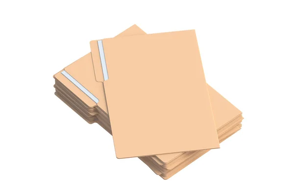 Wiele Papierowych Folderów Dokumenty Odizolowane Białym Tle Renderowanie — Zdjęcie stockowe