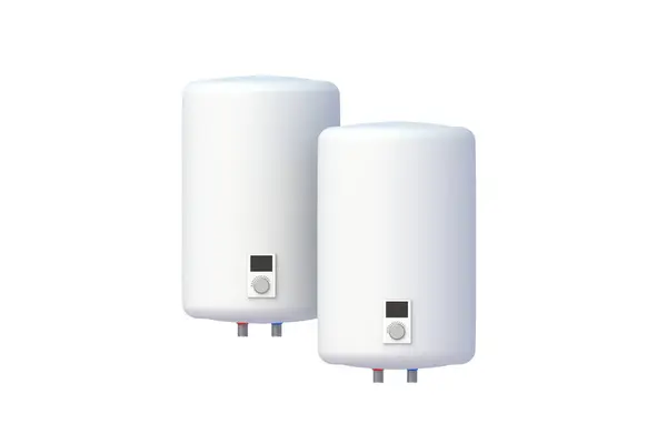 两个电热水器在白色背景上隔离 3D渲染 免版税图库照片