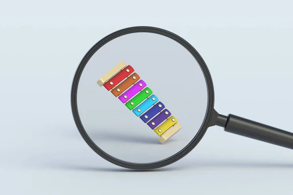 Xylophone Magnifying Glass Render — Stock Photo, Image