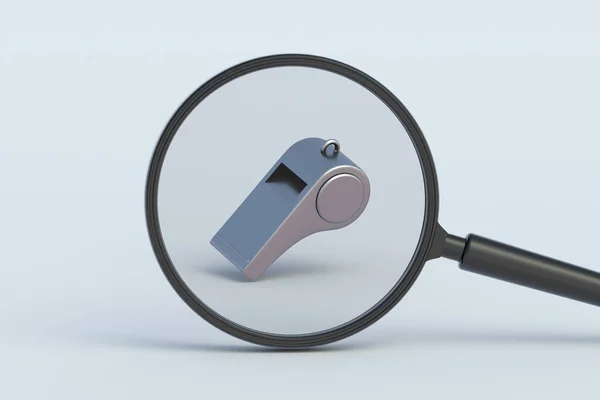Whistle Magnifying Glass Render — Stock Photo, Image