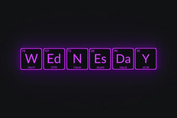 Glowing Word Wednesday Style Periodic Table Element Day Week Render — Stock Photo, Image