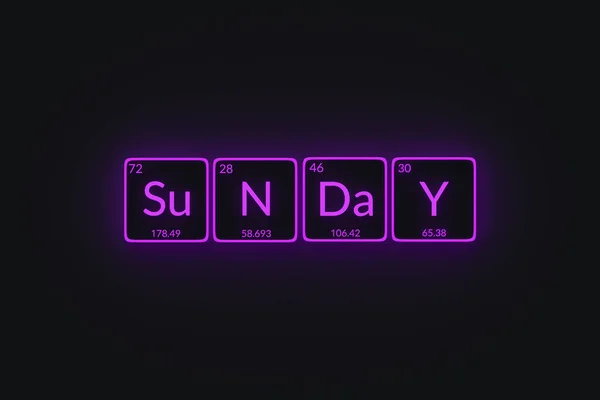 Glowing Word Sunday Style Periodic Table Element Day Week Render — Stock Photo, Image