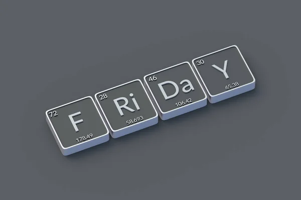 Inscription Friday Metallic Buttons Style Periodic Table Element Day Week — Stock Photo, Image