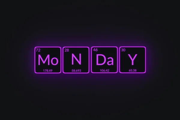 Glowing Word Monday Style Periodic Table Element Day Week Render — Stock Photo, Image