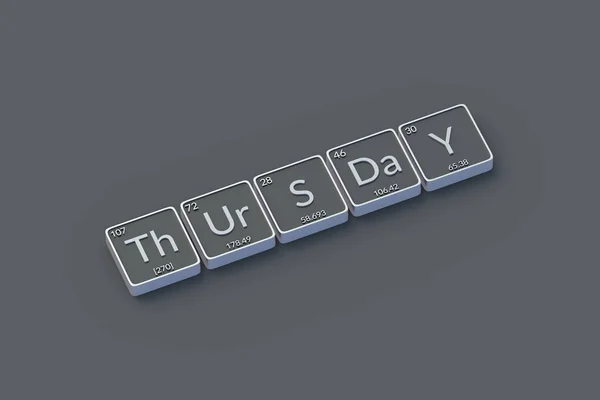 Inscripción Jueves Botones Metálicos Estilo Tabla Periódica Elemento Día Semana —  Fotos de Stock