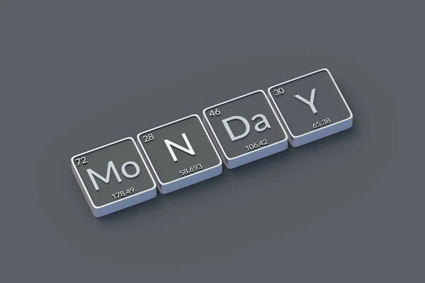 Inscripción Lunes Botones Metálicos Estilo Tabla Periódica Elemento Día Semana —  Fotos de Stock