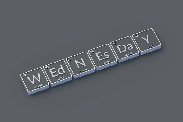 Inscription Wednesday Metallic Buttons Style Periodic Table Element Day Week — Stock Photo, Image