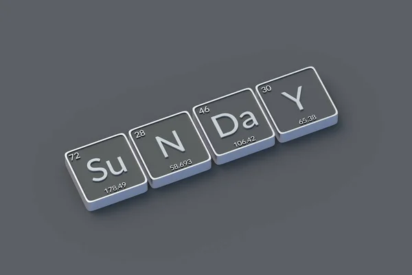 Inscription Sunday Metallic Buttons Style Periodic Table Element Day Week — Stock Photo, Image