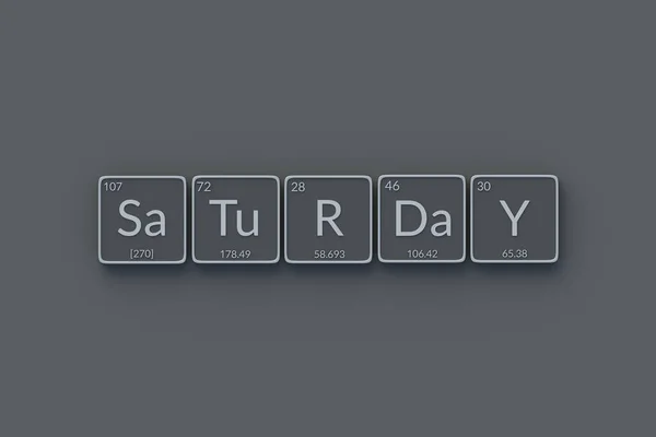Inscription Saturday Metallic Buttons Style Periodic Table Element Day Week — Stock Photo, Image