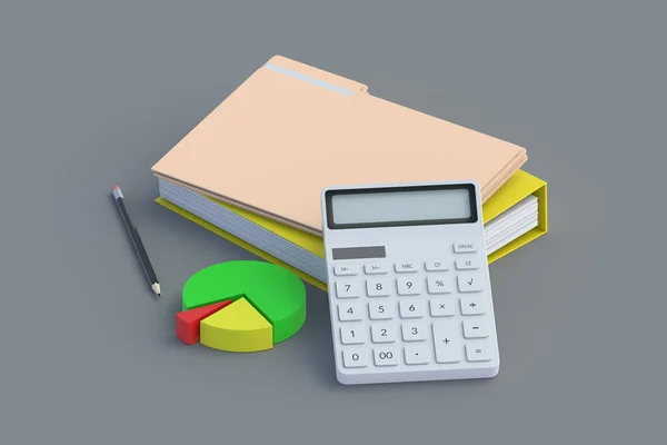 Paper Folders Calculator Chart Work Table Financial Report Accounting Report — Stock Photo, Image