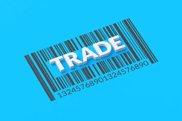 Word Trade Barcode Business Concept Commercial Activity International Export Import — Stock Photo, Image