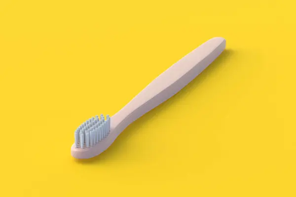 Zahnbürste Auf Orangenem Hintergrund Zubehör Für Hygiene Und Gesundheitswesen Darstellung — Stockfoto
