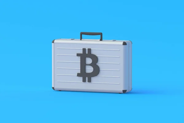 Geld Koffer Met Symbool Van Bitcoin Financieel Concept Liefdadige Hulp — Stockfoto