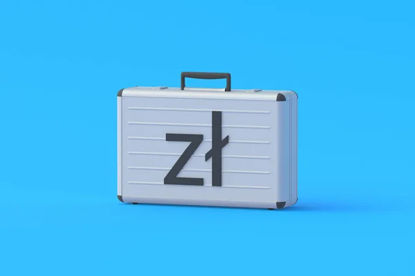 Money Suitcase Symbol Polish Zloty Financial Concept Charitable Help Income — Stock Photo, Image