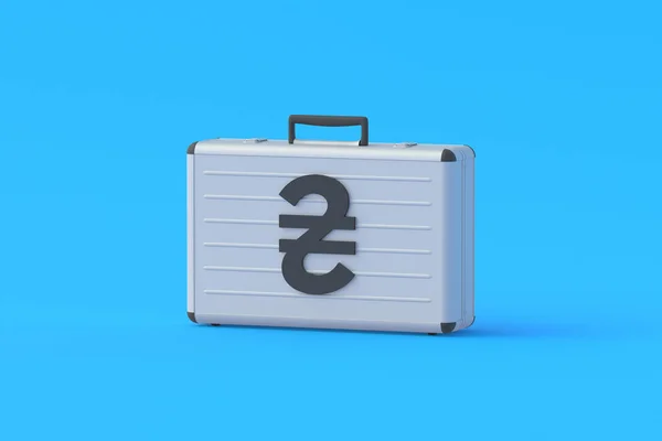 Money Suitcase Symbol Ukrainian Hryvnia Financial Concept Charitable Help Income — Stock Photo, Image