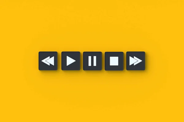 Zestaw Przycisków Audio Koncepcja Rozrywki Słuchanie Muzyki Obejrzyj Film Multimedia — Zdjęcie stockowe