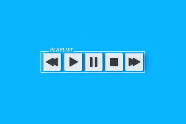 Słuchanie Koncepcji Muzyki Obejrzyj Film Multimedia Online Zestaw Przycisków Audio — Zdjęcie stockowe