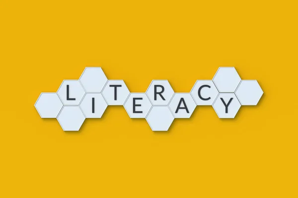 Λόγος Αλφαβητισμός Στα Εξάγωνα Εκπαιδευτική Ιδέα Διεθνής Ημέρα Αλφαβητισμού Αυτο — Φωτογραφία Αρχείου