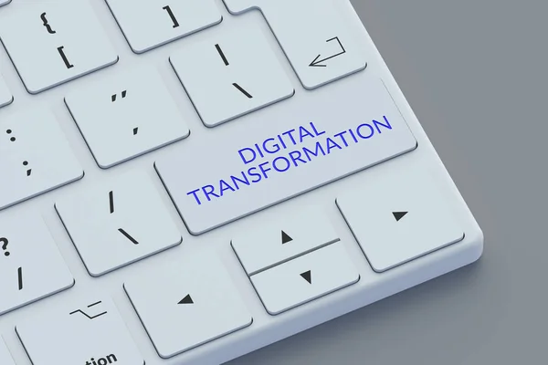 Inscription Transformation Numérique Sur Clavier Transformation Technologique Modernisation Optimisation Mise Images De Stock Libres De Droits