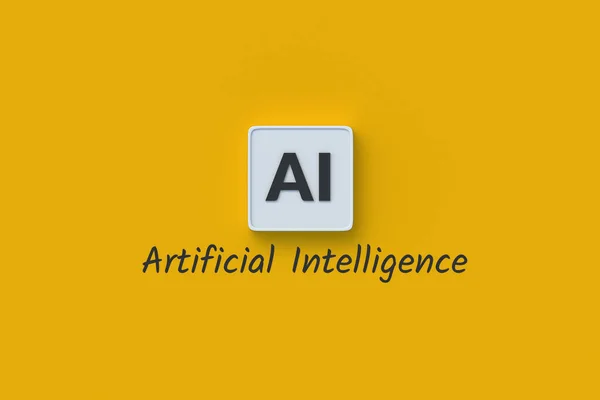 单词人工智能和立方体上的符号Ai 创新概念 未来的技术 数字自动化 生产现代化 智能系统 神奇的网络大脑 3D渲染 图库图片