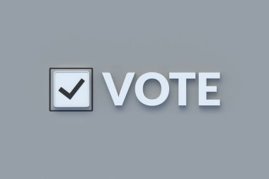 Word vote near checkmark. Elections of the President, government. National voting day. Choice in a referendum among the population. Approved candidate. Democracy concept. 3d render clipart